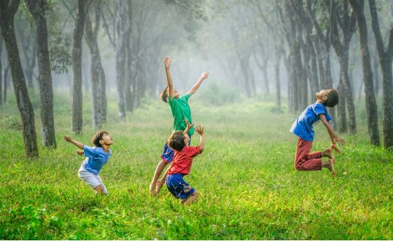 Children playing on a field