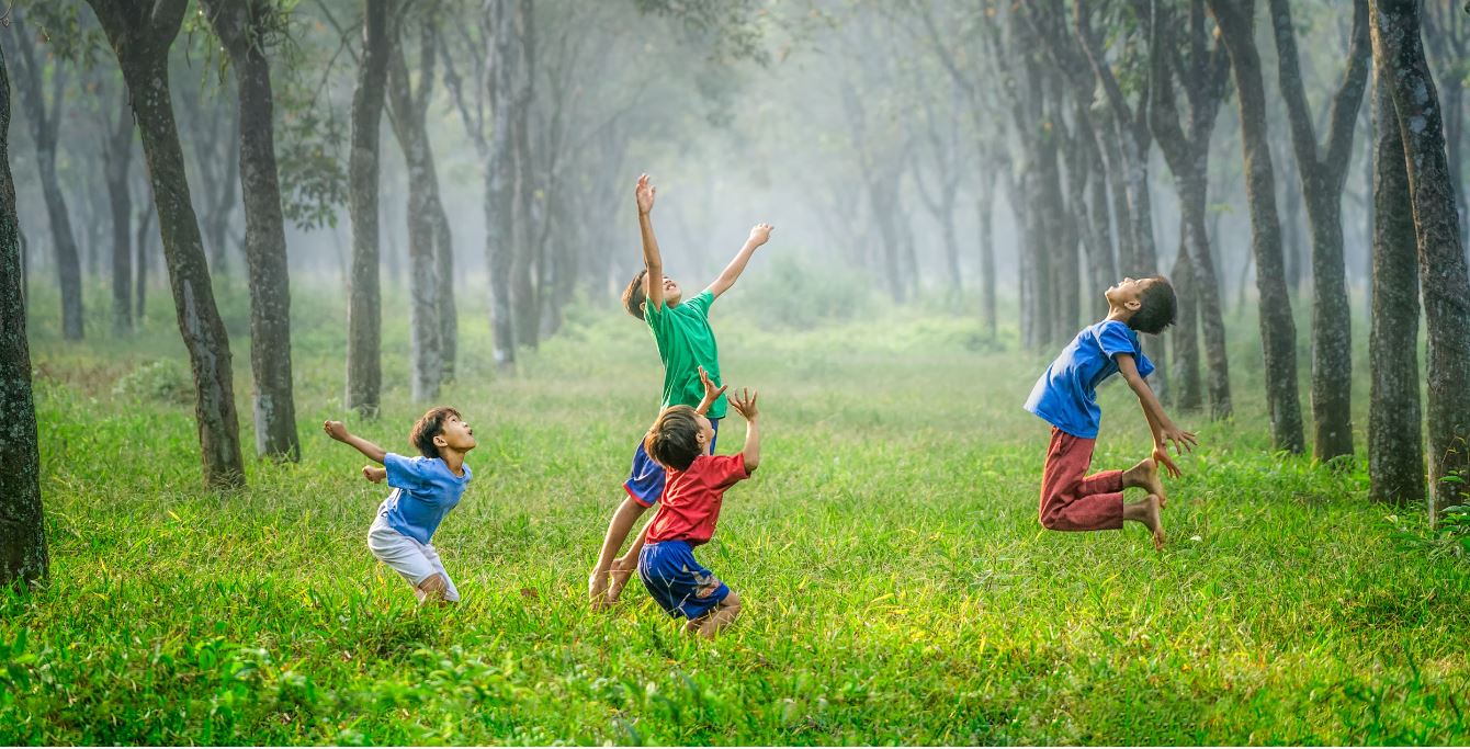 Children playing on a field